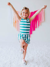 Active Skort Set - Sea Green Stripe